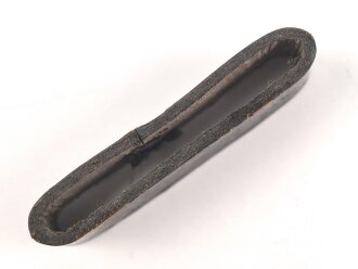 Schieber für ein Zweidornkoppel, schwarzes Leder, Innenmaß 47mm