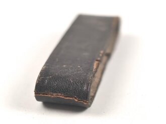 Schieber für ein Zweidornkoppel, schwarzes Leder, Innenmaß 47mm