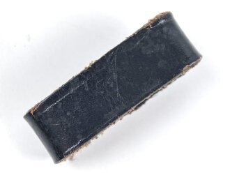 Schieber für ein Zweidornkoppel, schwarzes Leder, Innenmaß 45mm