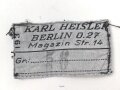 Luftwaffe Stoffetikett Heisler, Maße etwa 3 x 5,5cm
