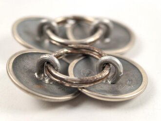 2 Paar  silberner Knopf für die Ärmelenden einer SA Bluse. Glatt , RZM, 21mm, gebraucht