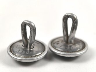 2 x  silberner Knopf mit langer Öse Wehrmacht. Durchmesser 19mm