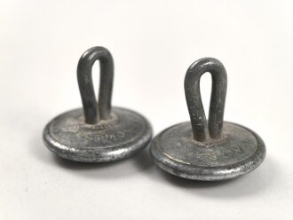 2 x  feldgrauer Knopf mit langer Öse Wehrmacht. Durchmesser 21mm