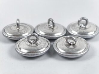 5 x Knopf silbern für zum Beispiel den Waffenrock der Luftwaffe, je 21mm