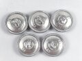 5 x Knopf silbern für zum Beispiel den Waffenrock der Luftwaffe, je 21mm