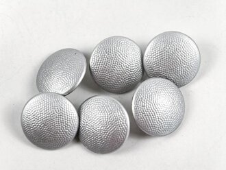 6 x Knopf silbern für zum Beispiel den Waffenrock der Luftwaffe, je 21mm