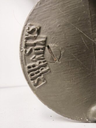 Tschechoslowakei, Grabenoptik Hersteller SRB & STYS Praha, datiert 1938. Gesamtlänge etwa 150cm, überlackiertes Stück. Einfache, aber effektive Bauart, durch einen Stahlseilzug lässt sich der Ausblickspiegel verstellen. Überlackiertes Stück