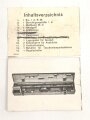 Inhaltsverzeichnis für den Transportkasten zum  Entfernungsmesser 36 der Wehrmacht. Guter Zustand, samt der beiden Kunststoff"scheiben"