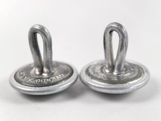 Paar silberne Knöpfe mit langer Öse Wehrmacht, Durchmesser je 20mm