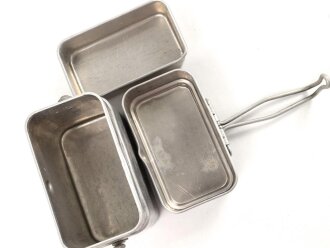 Frankreich, Kochgeschirr dreiteilig, Aluminium undatiert, höchstwahrscheinlich aus der Zeit des 2. Weltkrieg