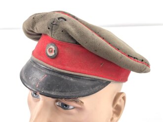 1. Weltkrieg, feldgraue Schirmmütze. Ungereinigter...