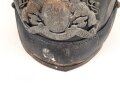 Bayern 1.Weltkrieg, feldgraue Pickelhaube für Mannschaften. Ungereinigter Fundzustand, datiert 1916