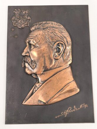 Kaiserreich,  Metallrelief darstellend von Hindenburg....