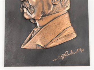 Kaiserreich,  Metallrelief darstellend von Hindenburg. Eisen verkupfert, Maße 32 x 46cm