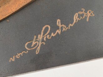 Kaiserreich,  Metallrelief darstellend von Hindenburg. Eisen verkupfert, Maße 32 x 46cm