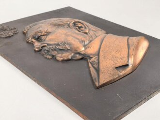 Kaiserreich,  Metallrelief darstellend von Hindenburg. Eisen verkupfert, Maße 32 x 46cm