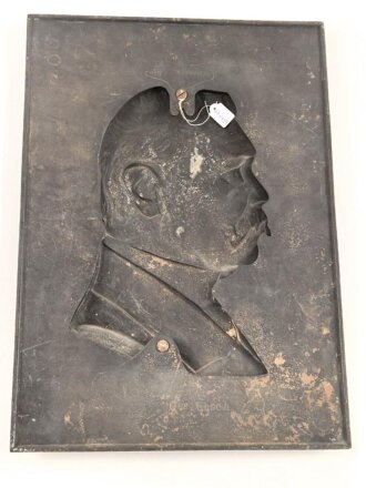 Kaiserreich,  Metallrelief darstellend von Hindenburg. Eisen verkupfert, Maße 32 x 46cm