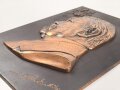 Kaiserreich,  Metallrelief darstellend von Hindenburg. Eisen verkupfert, Maße 32 x 46cm