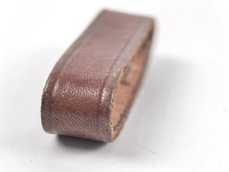 Schieber für ein Zweidornkoppel, braunes Leder, Innenmaß 50mm
