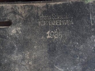 Ledertasche Reichswehr datiert 1935. Ungereinigtes Stück, Deckelbreite 16,5cm