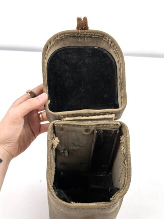 Optik / Richtkreis / Richtaufsatz Behälter aus stabilem Leinen. Gesamthöhe etwa 23,5cm. Mir nicht geläufig, Material höchstwahrscheinlich Russisch