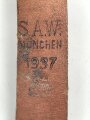 Schnallriemen  Wehrmacht, ungeschwärztes Leder Breite knapp 2cm, Gesamtlänge 29cm, datiert 1937