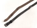 Schnallriemen   geschwärztes Leder Breite knapp 2cm, Gesamtlänge 162cm. Vermutlich keine deutsche Fertigung