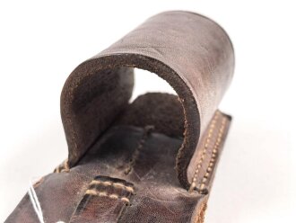 Koppelschuh braunes Leder, Gesamthöhe 12,5cm, die Öffnung ist etwa 36mm Breit