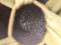 Innenhelm für einen zweiteilgen Stahlhelm nach dem amerikanischen Modell M1. Blauer Originallack, Innenfutter im Bereich des Nacken defekt