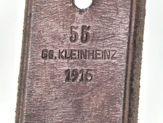 1.Weltkrieg, Trageriemen für einen Tornister, datiert 1915, der eiserne Beschlag unrichtig ergänzt