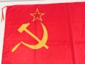 Russland, rote Fahne aus Seide ( Kunstseide ?) Maße etwa 92 x 138cm. gebraucht