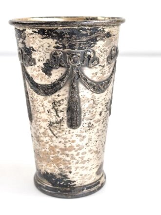 Versilberter Jugendstilbecher " Gewidmet  vom Unteroffizier Verein  3/88" Höhe 11,5cm