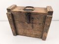 1.Weltkrieg, Transportkasten Holz, sicherlich für Munition. Guter Zustand, Maße etwa 20 x 46 x 40cm