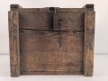 1.Weltkrieg, Transportkasten Holz, sicherlich für Munition. Guter Zustand, Maße etwa 20 x 46 x 40cm