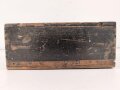 1.Weltkrieg, Transportkasten Holz für Vorratsteile schwere Feldhaubitze 09. Originallack, Maße etwa 24 x 34 x 15cm
