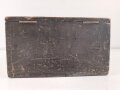 1.Weltkrieg, Transportkasten Holz für Vorratsteile schwere Feldhaubitze 09. Originallack, Maße etwa 24 x 34 x 15cm