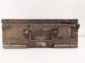 1.Weltkrieg, Kasten Sattler Werkzeug. Gebraucht, ungereinigt, mit Einsätzen. Maße etwa 65 x 40 x 15cm