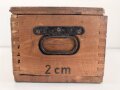 Transportkasten Wehrmacht für 2cm Munition. Innen Packzettel für Gewehr Sprenggranaten von 1944. Maße etwa 67 x 25 x 21cm