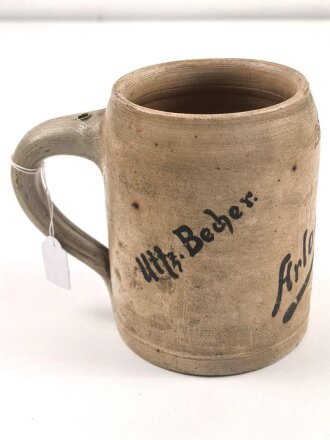 1.Weltkrieg,  Steingut Bierkrug 0,5 Liter " Arlon 1916"  Ungereinigtes Stück