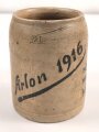 1.Weltkrieg,  Steingut Bierkrug 0,5 Liter " Arlon 1916"  Ungereinigtes Stück