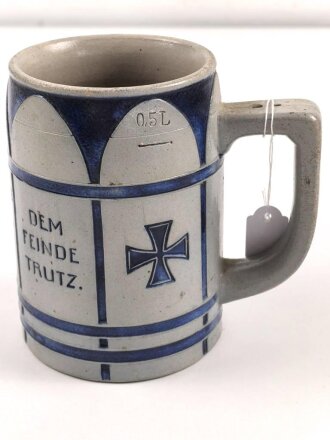 1.Weltkrieg,  Steingut Bierkrug 0,5 Liter "Zur...