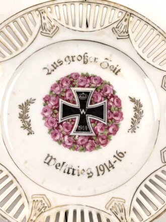 1.Weltkrieg, patriotischer Porzellanteller "Aus...