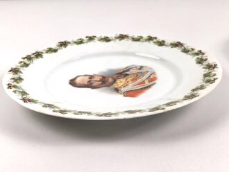 1.Weltkrieg, patriotischer Porzellanteller "Kaiser Wilhelm II." Durchmesser 25,3 cm