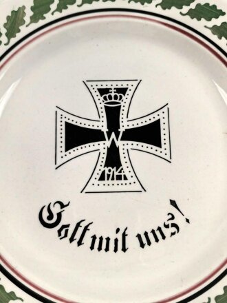 1.Weltkrieg, patriotischer Steingutteller "Gott mit...