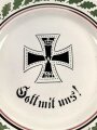 1.Weltkrieg, patriotischer Steingutteller "Gott mit uns!" Durchmesser 23,8 cm