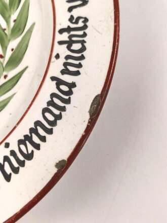 1.Weltkrieg, patriotischer Steingutteller "Krupsche Kanonen..." Durchmesser 24 cm, Randschäden