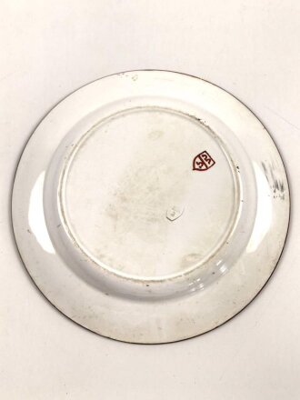 1.Weltkrieg, patriotischer Steingutteller "Krupsche Kanonen..." Durchmesser 24 cm, Randschäden