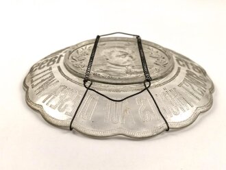 Patriotischer Glasteller "Wir Deutschen fürchten Gott, sonst nichts auf dieser Welt 1815-1895" Durchmesser 23 cm