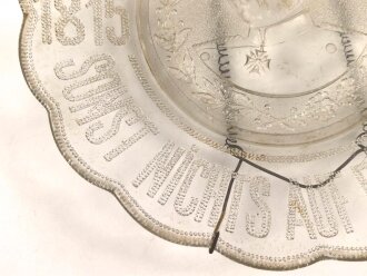 Patriotischer Glasteller "Wir Deutschen fürchten Gott, sonst nichts auf dieser Welt 1815-1895" Durchmesser 23 cm