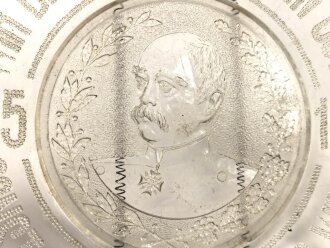 Patriotischer Glasteller "Wir Deutschen fürchten Gott, sonst nichts auf dieser Welt 1815-1895" Durchmesser 23 cm